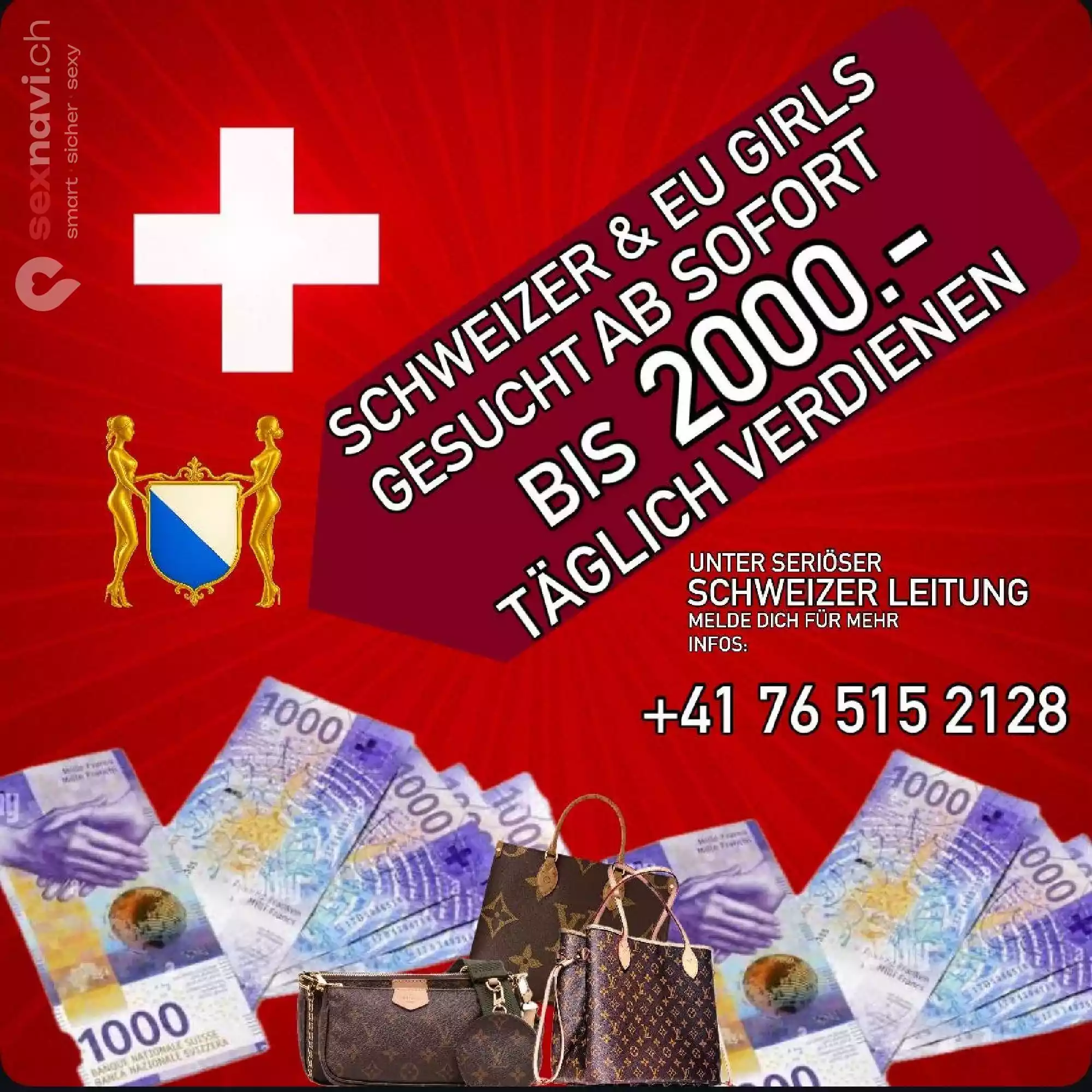 2.000,-/Tag möglich für Schweizer und EU Girls Zürich Umgebung, Volketswil, Zürich Stadt, Aargau, Schweiz